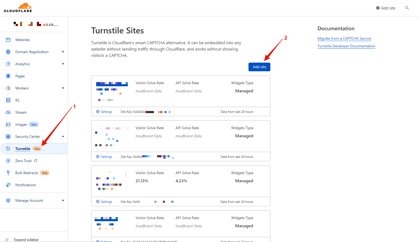 Cloudflare Turnstile - Dashboard