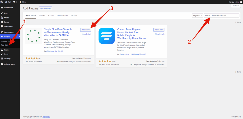 Cloudflare Turnstile - Install WordPress Plugin