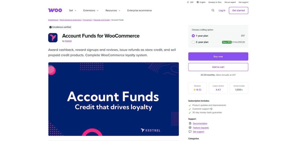 Account Funds for WooCommerce by Kestrel on the WooCommerce.com marketplace