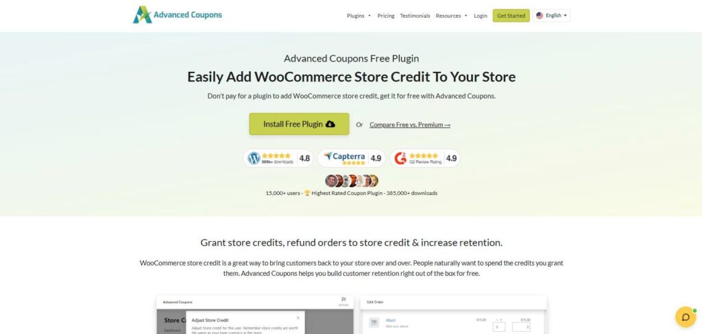 Advanced Coupons store credit page, a WooCommerce coupon plugin with a free store credit balance
