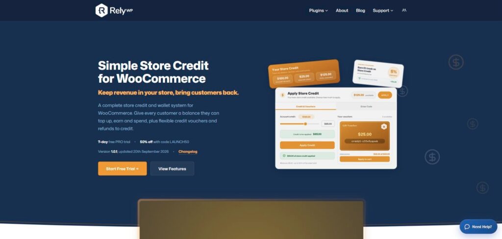 Simple Store Credit for WooCommerce product page, a store credit and wallet plugin by RelyWP