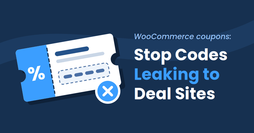 Illustration of a discount coupon with a rejected cross badge, beside the title "Stop codes leaking to deal sites"