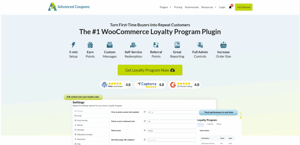 Loyalty Program for WooCommerce page on the Advanced Coupons website