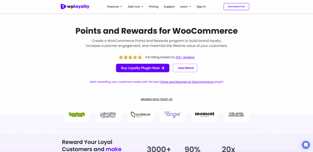 WPLoyalty website, a points, rewards and referral plugin for WooCommerce by Flycart